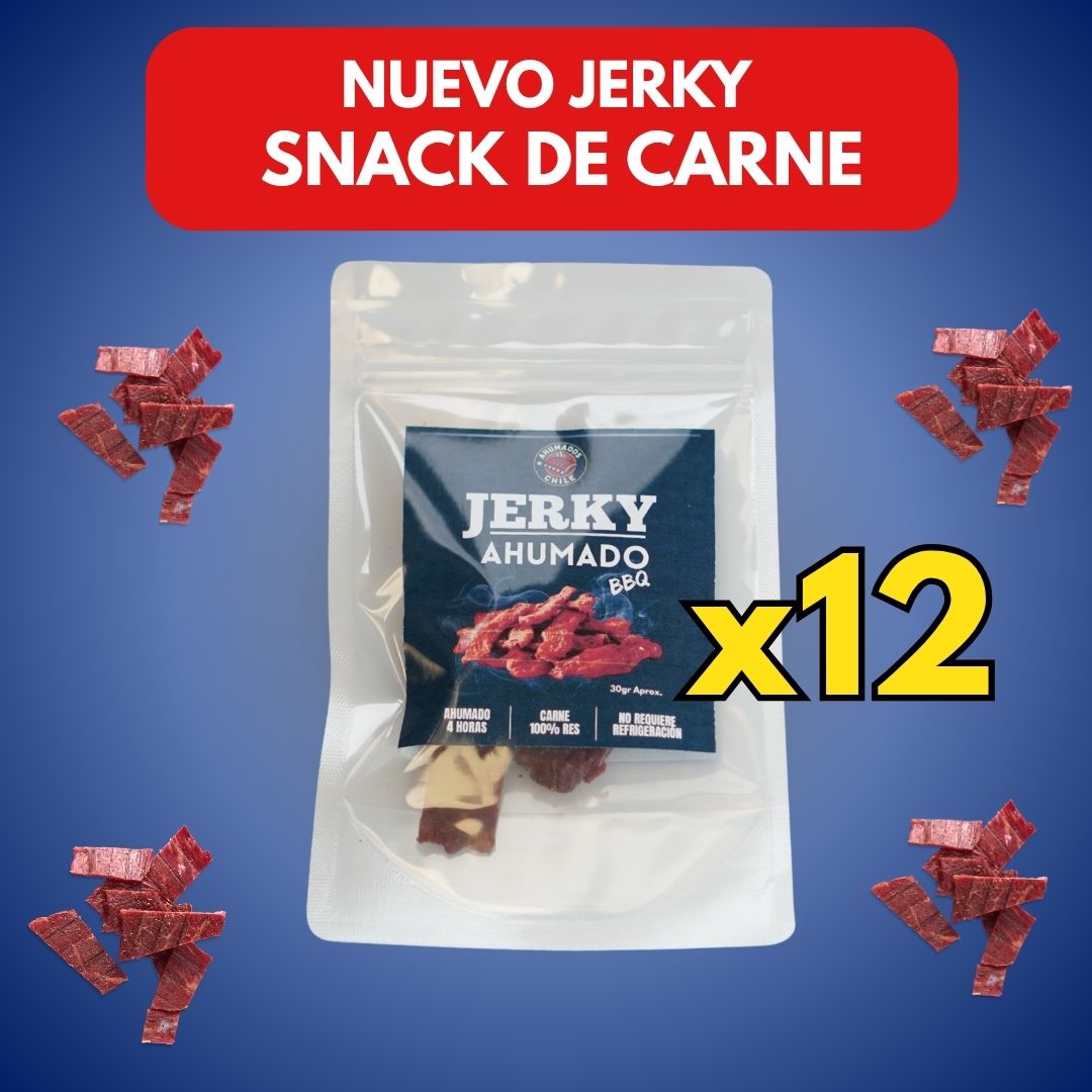 PACK 12 Jerky Ahumado con sabor BBQ (Snack de carne)
