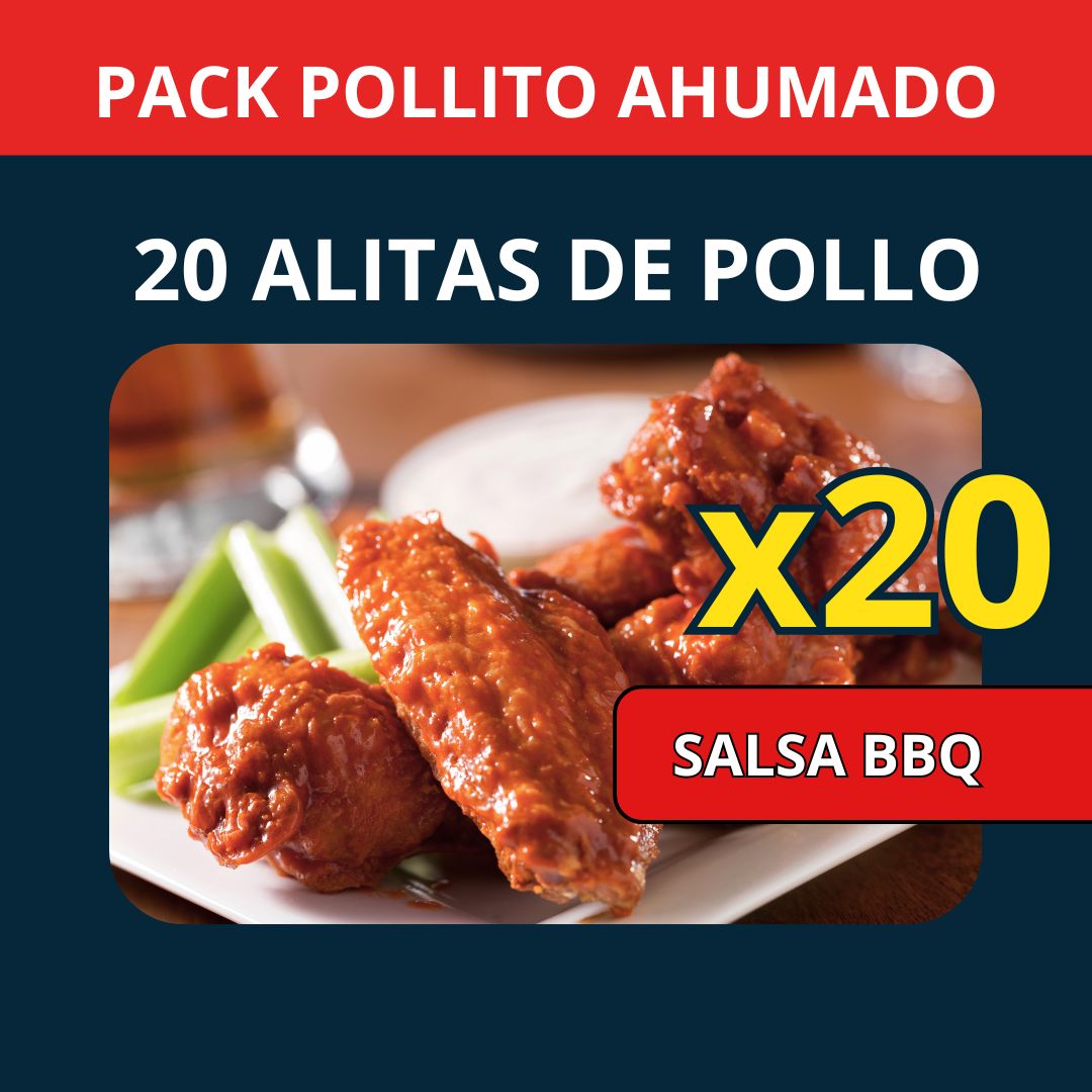 PACK POLLITO AHUMADO (20 ALITAS DE POLLO)