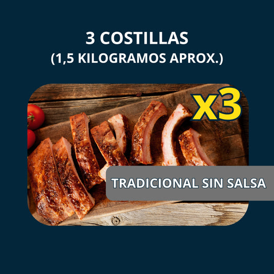 Pack 3 Baby Ribs ahumadas TRADICIONAL SIN SALSA (ENVÍO GRATIS)