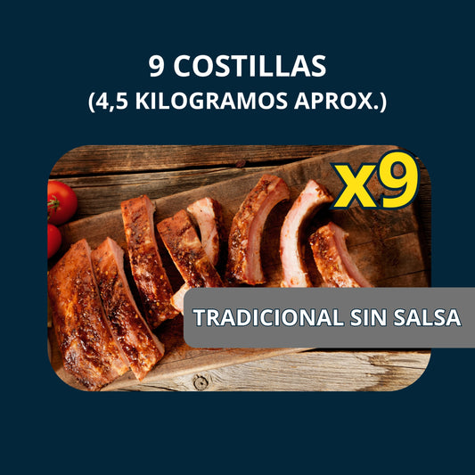 PACK FAMILIA GRANDE 9 Baby Ribs ahumadas TRADICIONAL SIN SALSA (ENVÍO GRATIS)