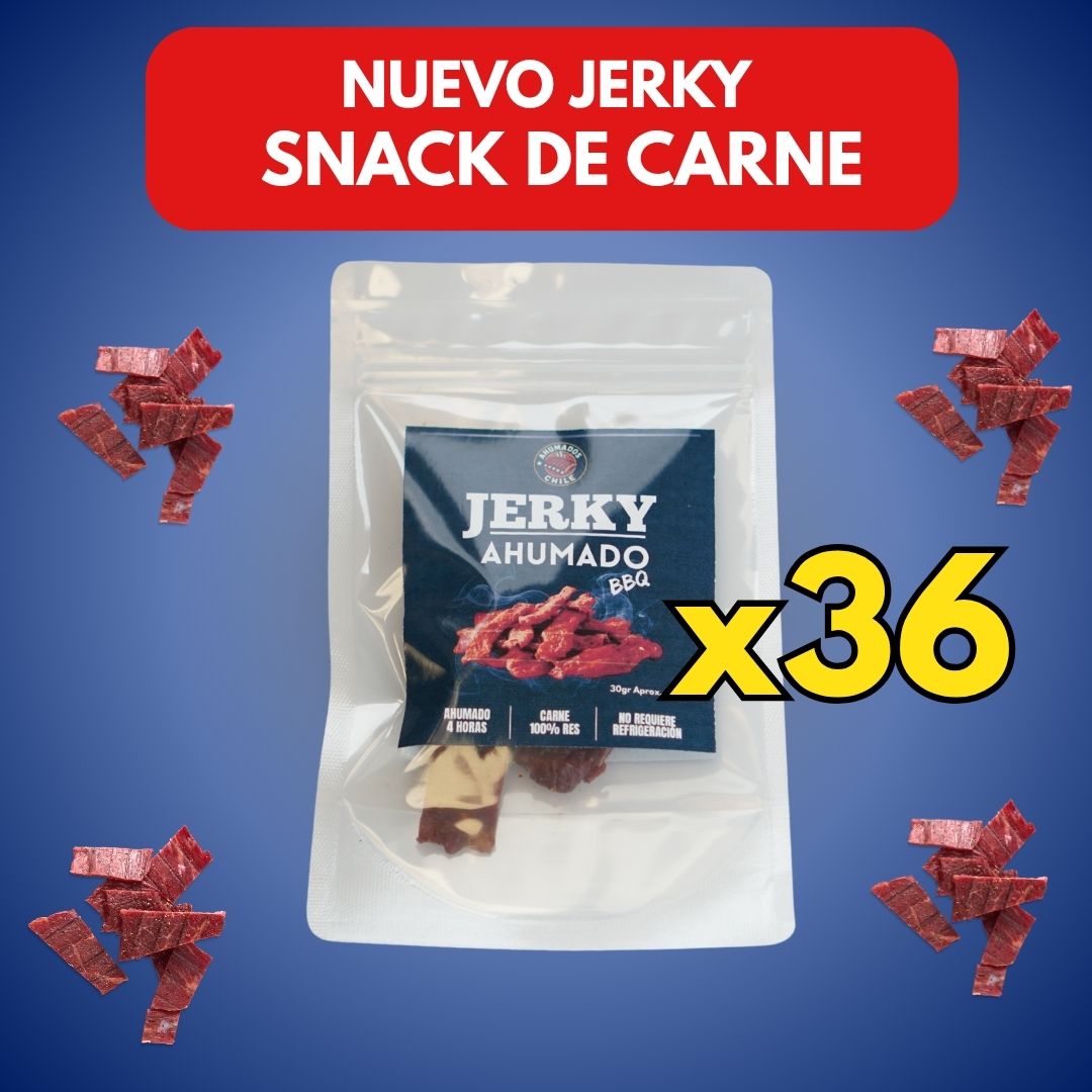PACK 36 Jerky Ahumado con sabor BBQ (Snack de carne)