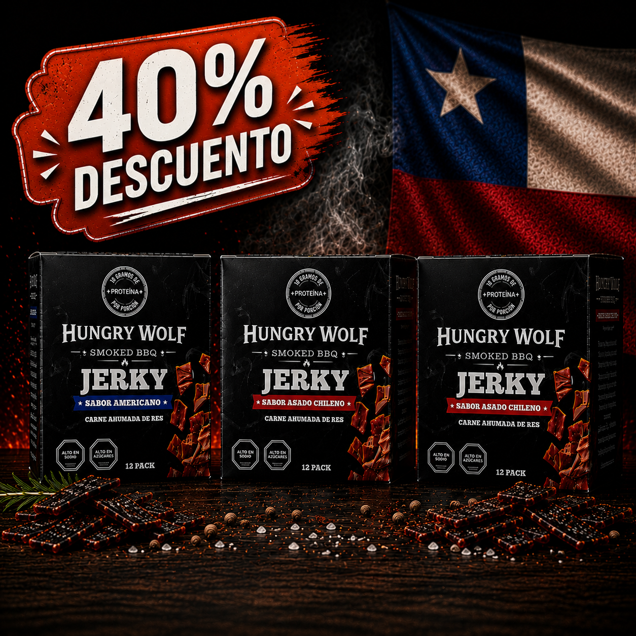 24pack ASADO CHILENO + 12pack Jerky Americano PROMO CIBER
