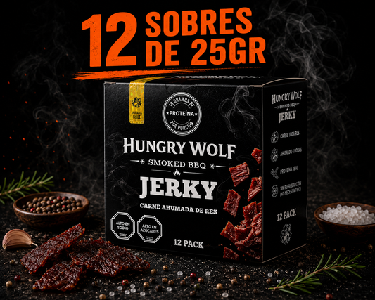 Jerky - Snack de Carne Ahumada - Sabor BBQ - Pack 12 unidades - ENVÍO GRATIS