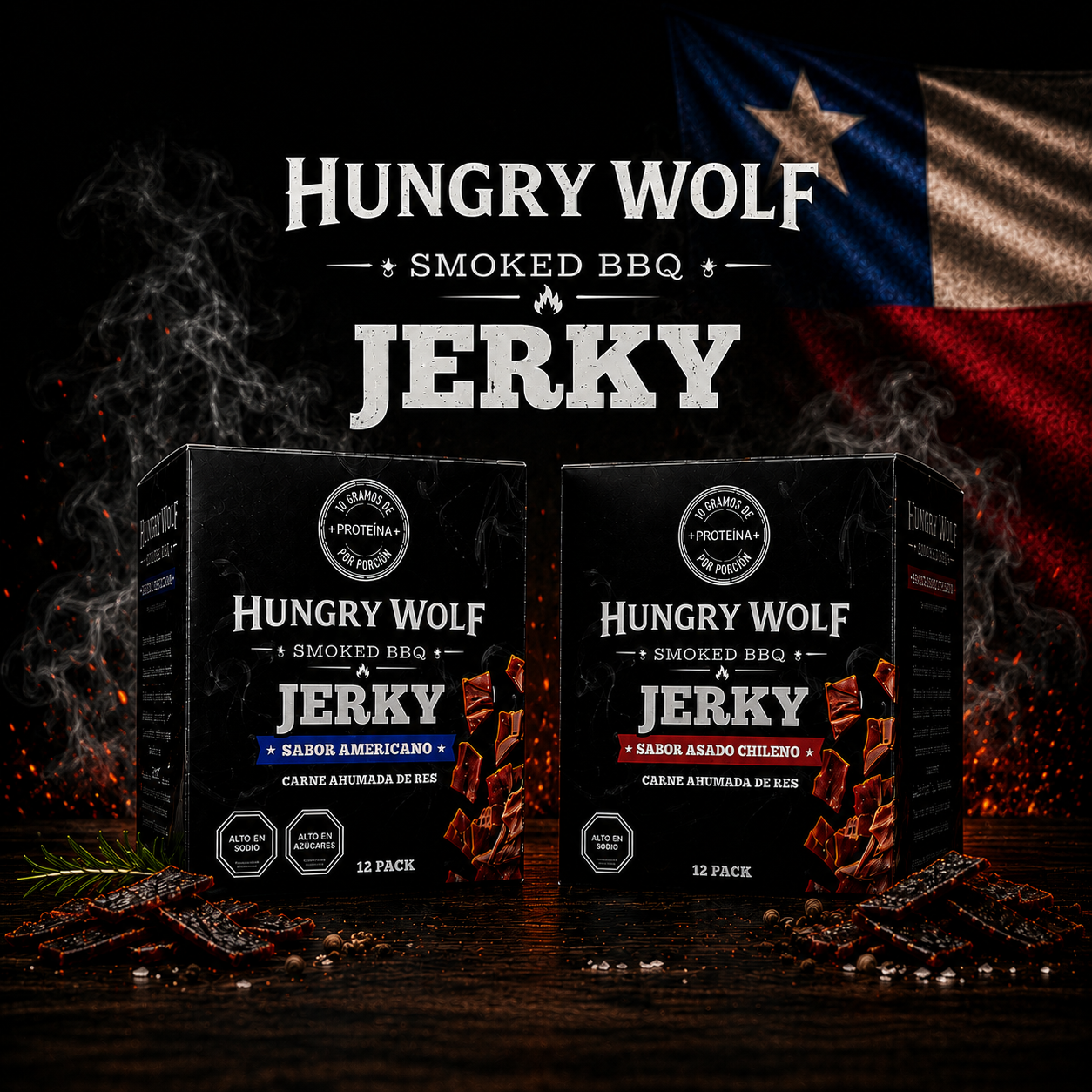 12 pack Jerky americano + 12pack Asado Chileno (ENVIO GRATIS)