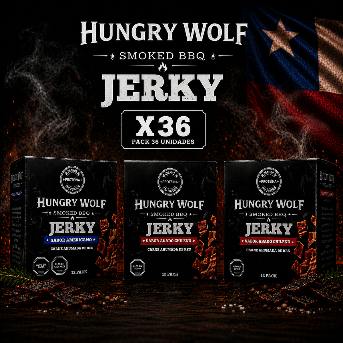 24pack ASADO CHILENO + 12pack Jerky Americano (ENVIO GRATIS)