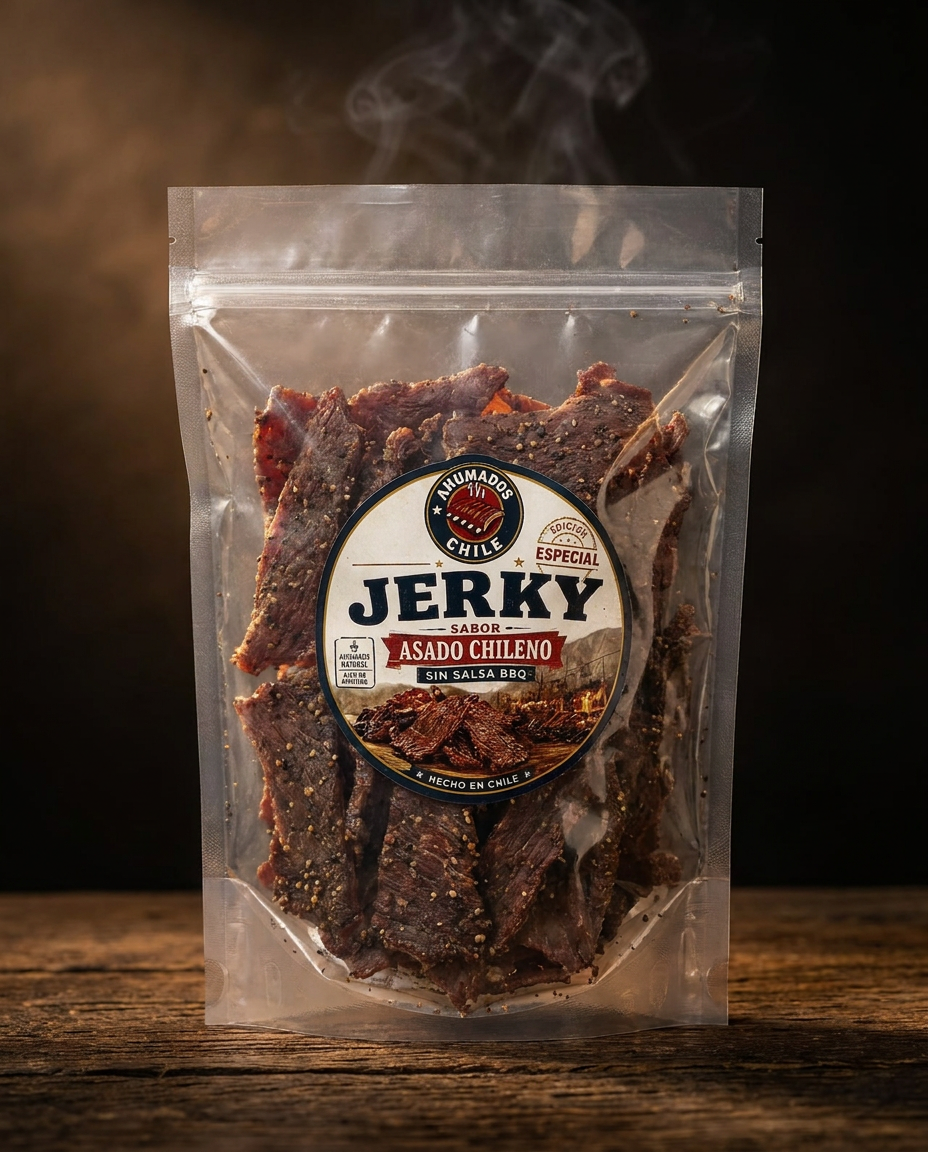 Jerky Ahumado - Asado Chileno - Bolsa Grande 300g  - Rinde 12 Porciones